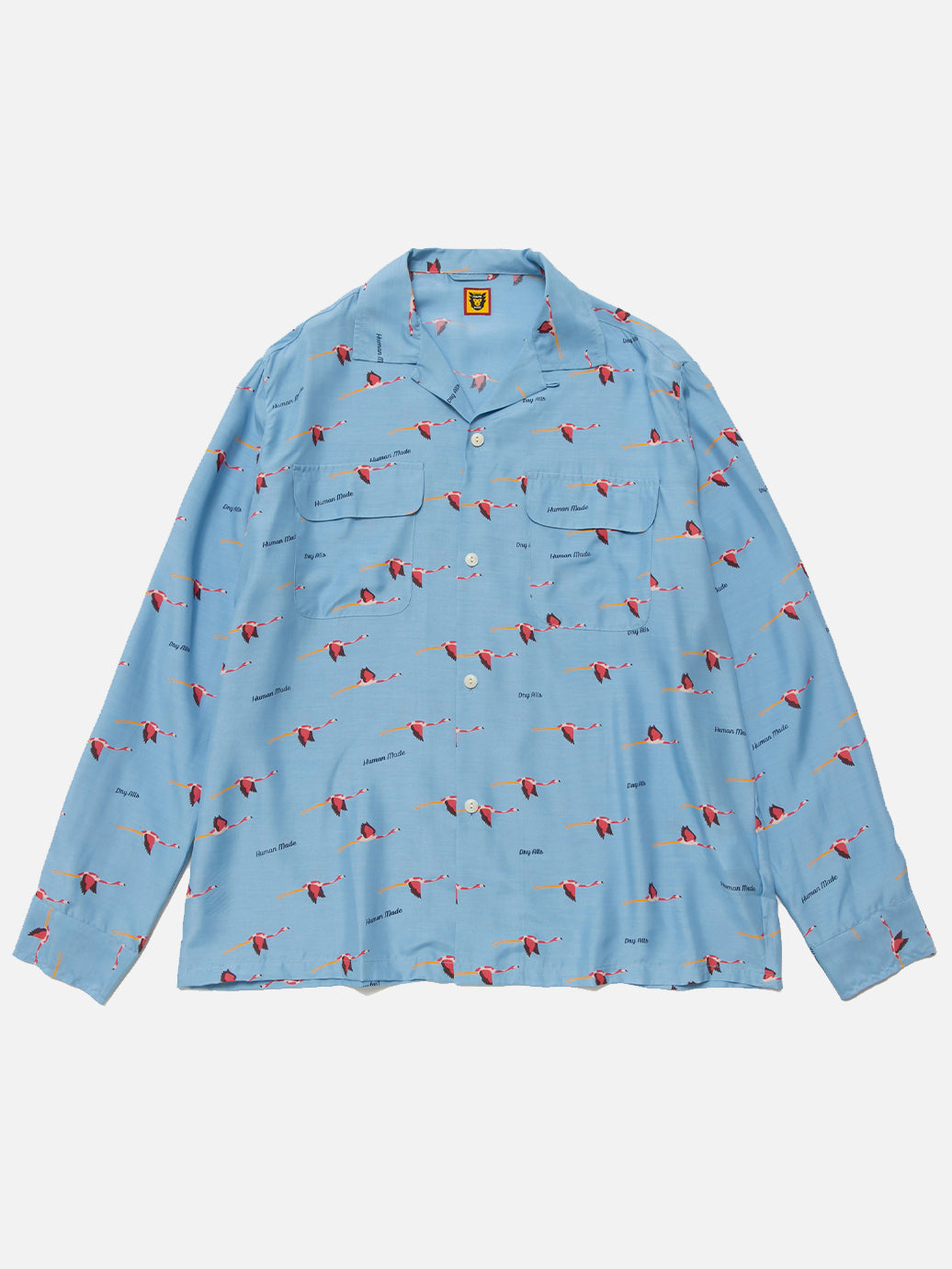 Human Made Flamingo Open Collar L/S Shirt Blue