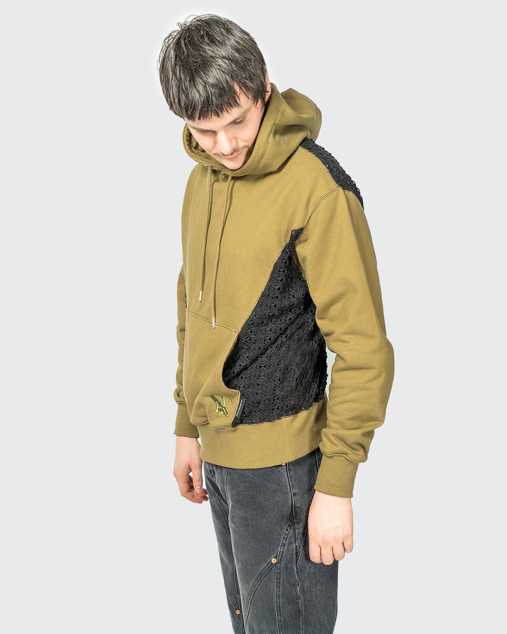 Andersson Bell Mesh Panel Contrast Hoodie Khaki – OALLERY