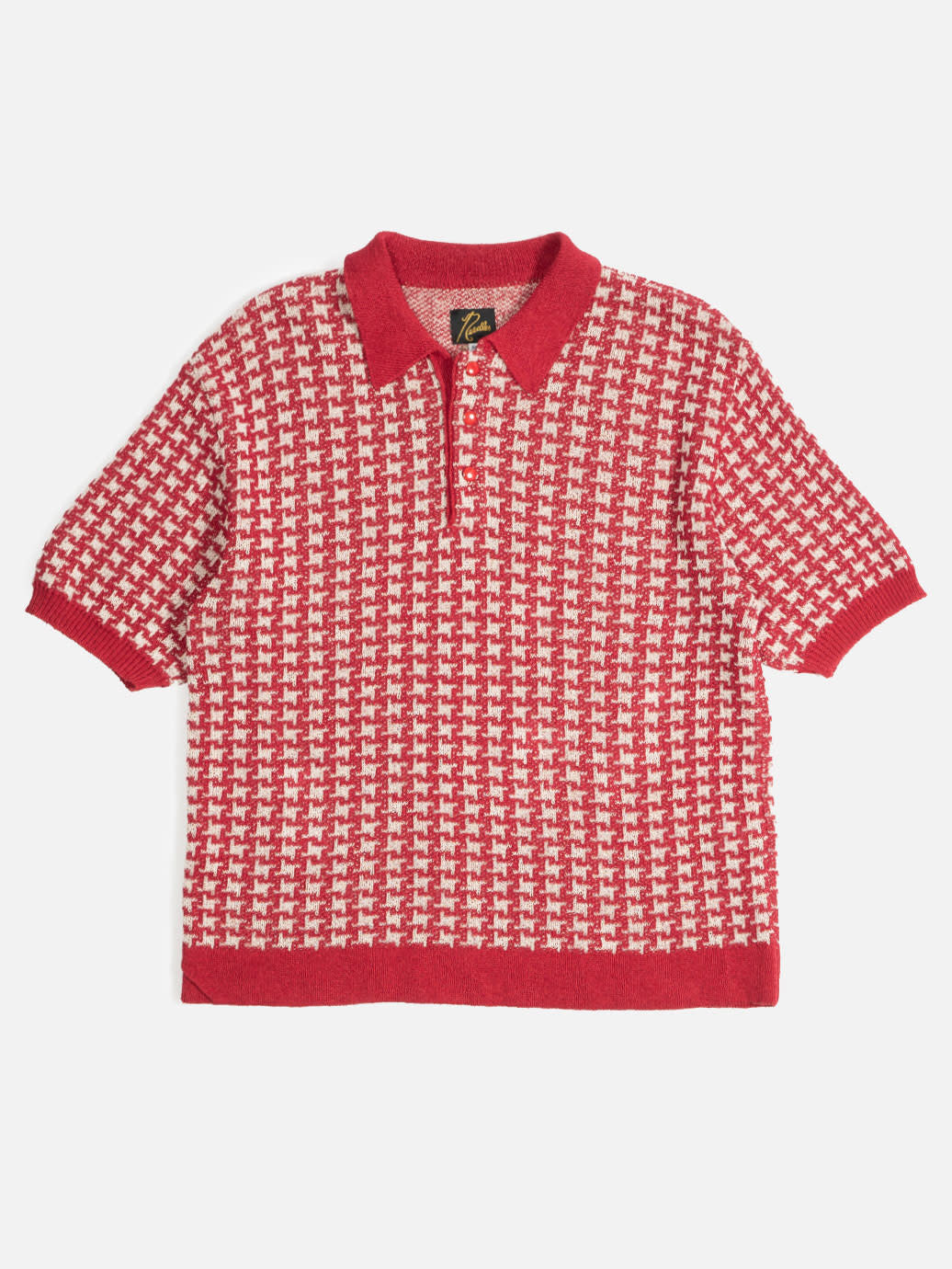 Needles Polo Sweater - Houndstooth Red