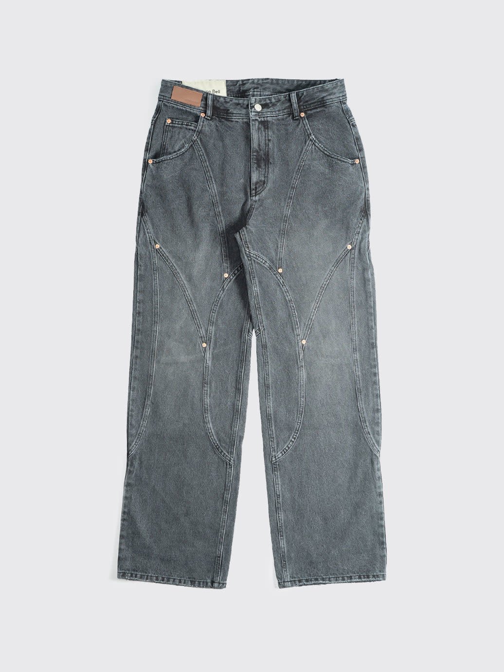 Andersson Bell Brick Curve Panel Wide Jeans Black