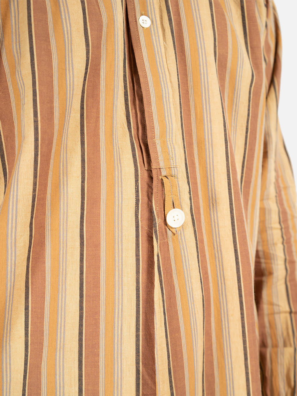 Needles Pinhole Regular Collar EDW Shirt - India Cotton Yellow/ Brown